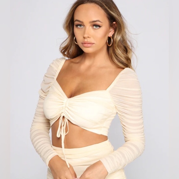 Windsor Moment For Mesh Ruched Crop Top & Ruched Midi Skirt Set - Picture 10 of 11